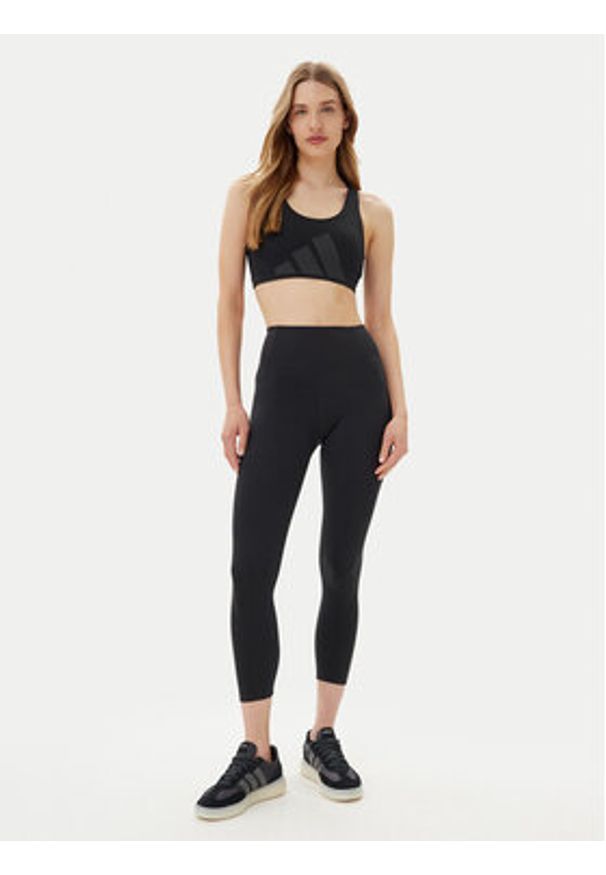 Adidas - adidas Biustonosz sportowy Powerimpact HIIT JI9964 Czarny Slim Fit. Kolor: czarny. Materiał: syntetyk