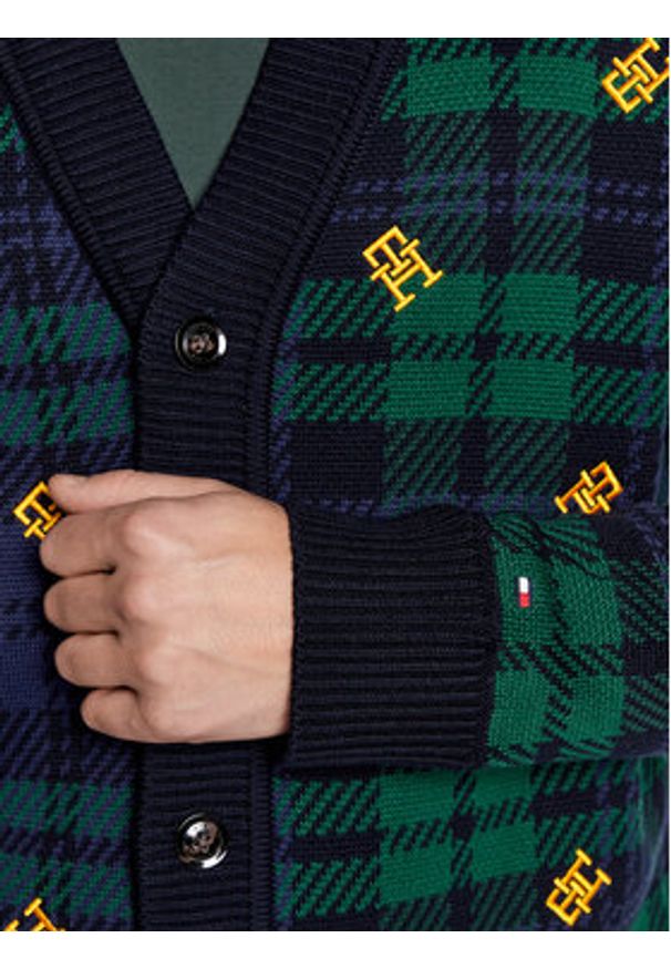 TOMMY HILFIGER - Tommy Hilfiger Kardigan Monogram MW0MW29037 Granatowy Regular Fit. Kolor: niebieski. Materiał: bawełna