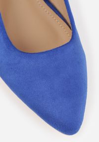 Renee - Niebieskie Sandały Vices z Odkrytą Piętą i Szpiczastym Noskiem Zdobione Aplikacją Edithania. Okazja: na co dzień, do pracy, na spotkanie biznesowe. Nosek buta: szpiczasty. Kolor: niebieski. Materiał: jeans. Wzór: aplikacja. Styl: casual, biznesowy #7