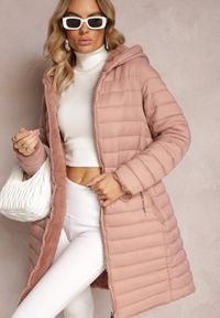 Renee - Różowa Dwustronna Kurtka z Pikowaniem i Futerkiem Annane. Kolor: różowy. Materiał: futro #5