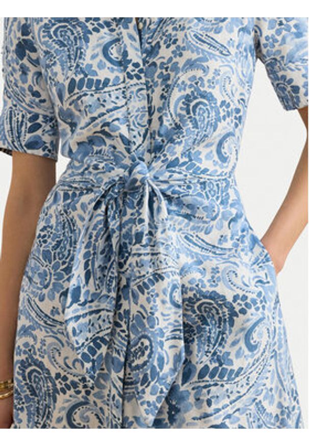 Lauren Ralph Lauren - LAUREN RALPH LAUREN Sukienka koszulowa 200P08916002 Niebieski Regular Fit. Kolor: niebieski. Materiał: len. Typ sukienki: koszulowe