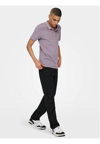 Only & Sons Polo 22021769 Fioletowy Slim Fit. Typ kołnierza: polo. Kolor: fioletowy. Materiał: bawełna