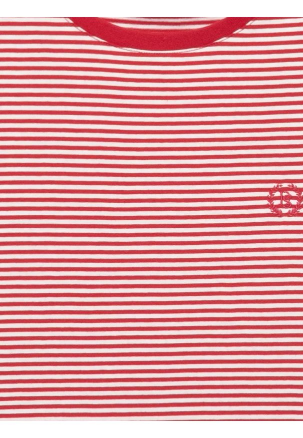 Big-Star - Koszulka damska w paski z haftem czerwona Zenaisa 603. Okazja: na co dzień. Kolor: czerwony. Materiał: jeans, dzianina. Wzór: haft, paski. Styl: elegancki, casual, klasyczny