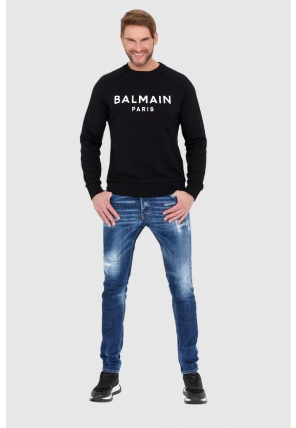 Balmain - BALMAIN Czarna bluza męska z logo, Rozmiar XXL. Kolor: czarny