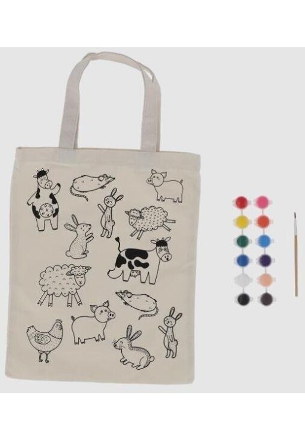 Esschert Design Torba płócienna do kolorowania z farbkami - Farma
