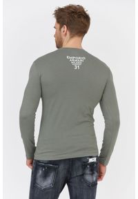Emporio Armani - EMPORIO ARMANI Zielony longsleeve męski z logo, Rozmiar XL. Kolor: zielony. Materiał: prążkowany. Długość rękawa: długi rękaw. Wzór: nadruk #5