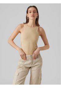 Vero Moda Top Bianca 10279787 Beżowy Standard Fit. Kolor: beżowy. Materiał: syntetyk