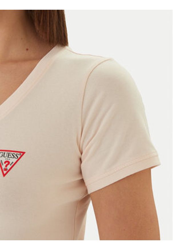 Guess T-Shirt W2YI45 J1314 Pomarańczowy Slim Fit. Kolor: pomarańczowy. Materiał: bawełna