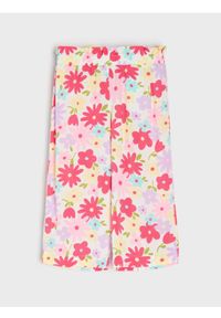Sinsay - Spodnie papierbag z nadrukiem kwiatowym z wiskozy - wielobarwny. Materiał: wiskoza. Wzór: nadruk, kwiaty #1