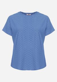 Born2be - Granatowy T-shirt Koszulka z Krótkim Rękawem o Ażurowym Wykończeniu Meaara. Okazja: na spotkanie biznesowe, na co dzień. Kolekcja: plus size. Kolor: niebieski. Długość rękawa: krótki rękaw. Długość: krótkie. Wzór: ażurowy. Sezon: lato. Styl: casual, klasyczny, biznesowy #5