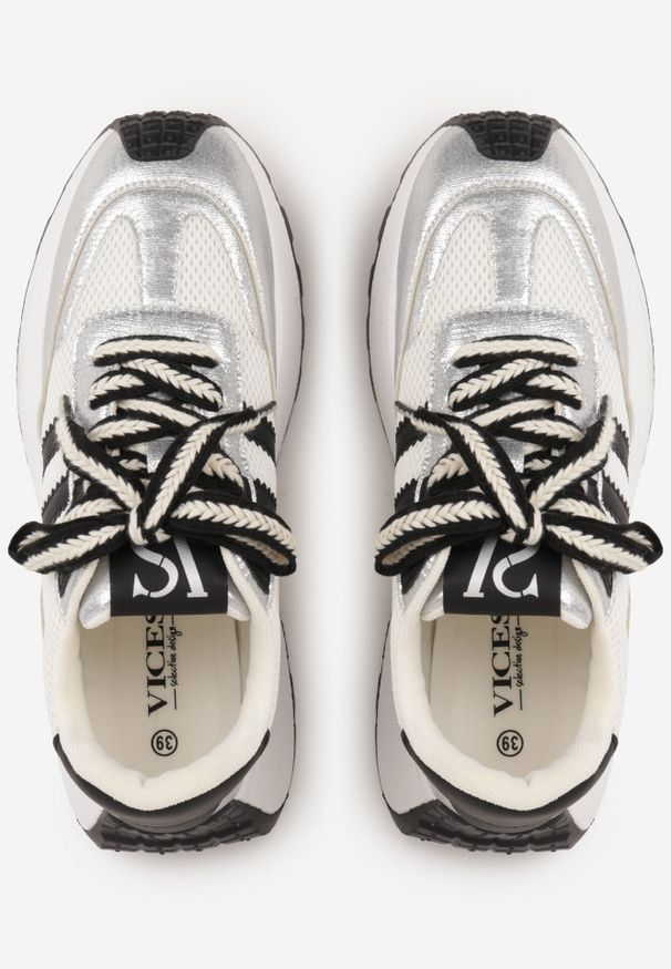 Born2be - Srebrne Sneakersy VICES w Stylu Streetwearowym na Grubej Podeszwie Ilinatea. Okazja: na co dzień. Kolor: srebrny. Materiał: jeans