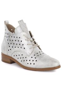 Vinceza - Botki damskie ażurowe złote Filippo 58620. Kolor: złoty. Materiał: skóra ekologiczna. Wzór: ażurowy. Styl: elegancki #1