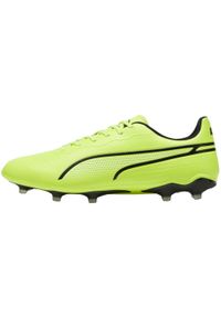 Buty piłkarskie męskie Puma King Match Fg ag. Zapięcie: sznurówki. Kolor: czarny, żółty, wielokolorowy. Materiał: guma, syntetyk, tkanina, materiał. Szerokość cholewki: normalna. Sport: piłka nożna