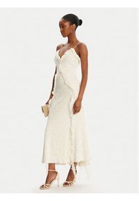 BARDOT - Bardot Sukienka koktajlowa Marsella Ruffle 59338DB1 Écru Regular Fit. Materiał: syntetyk. Styl: wizytowy #5