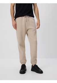 Reserved - Spodnie dresowe regular fit - beżowy. Kolor: beżowy. Materiał: dresówka #1
