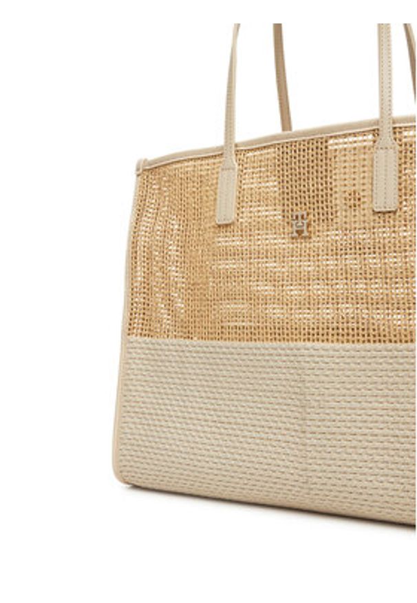 TOMMY HILFIGER - Tommy Hilfiger Torebka Th City Summer Tote Woven AW0AW17640 Beżowy. Kolor: beżowy