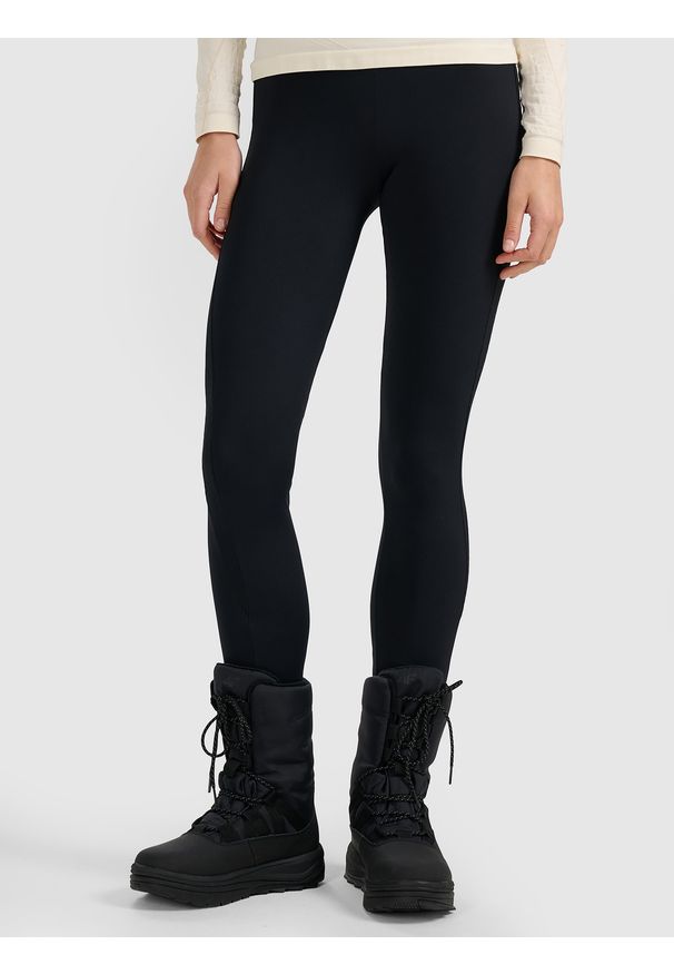 4f - 4F Legginsy dzianinowe damskie - czarne XL. Okazja: na co dzień. Stan: podwyższony. Kolor: czarny. Materiał: dzianina. Styl: casual