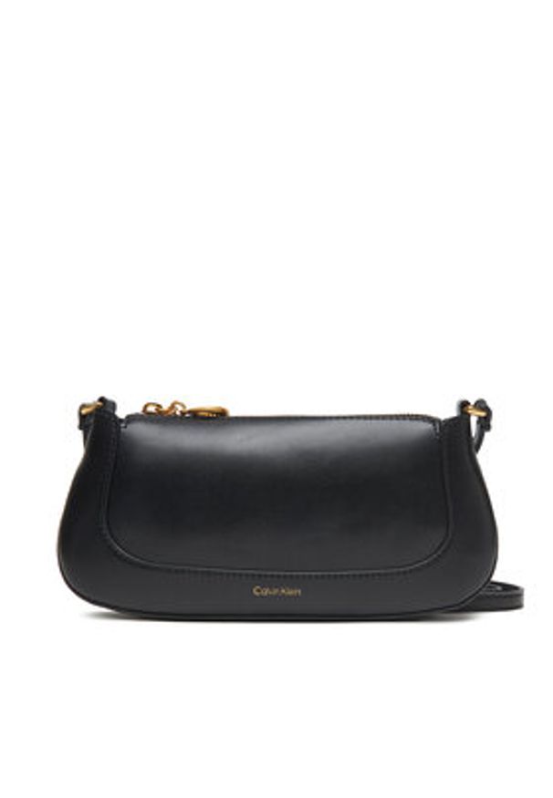 Calvin Klein Torebka Hardware Zip Crossbody LV04F1046G Czarny. Kolor: czarny. Materiał: skórzane