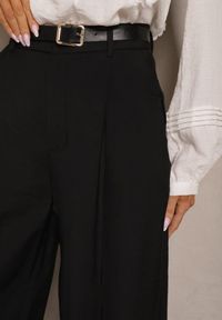 Renee - Czarne Garniturowe Spodnie High Waist o Szerokim Kroju Efrase. Okazja: na co dzień. Stan: podwyższony. Kolor: czarny. Styl: casual #5