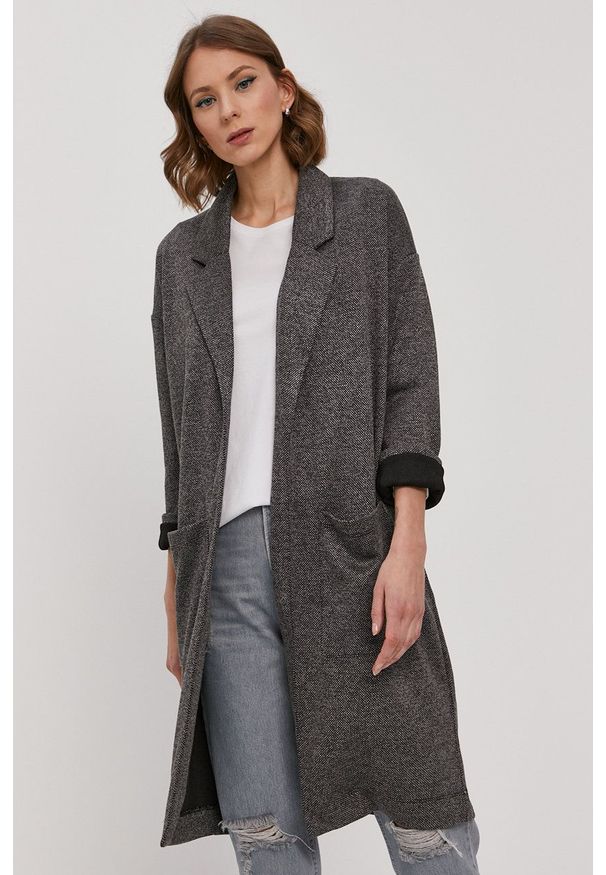 Pieces - Kardigan. Okazja: na co dzień. Kolor: szary. Materiał: dzianina. Styl: casual