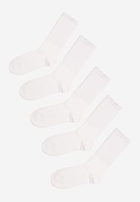 Born2be - Białe Klasyczne Długie Skarpety 5-Pack Vensaria. Kolor: biały. Materiał: bawełna, jeans