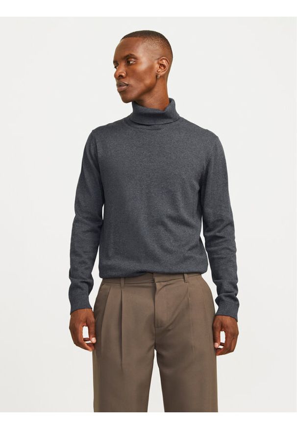 Jack & Jones Golf Basic 12258051 Szary Regular Fit. Typ kołnierza: golf. Kolor: szary. Materiał: bawełna