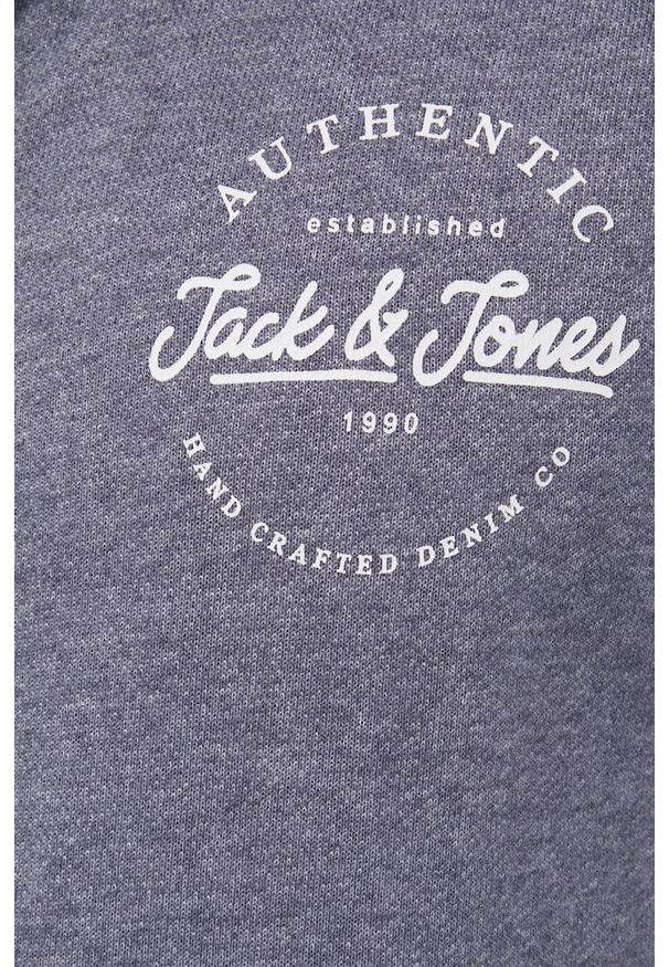 Jack & Jones bluza męska z kapturem melanżowa. Okazja: na co dzień. Typ kołnierza: kaptur. Kolor: niebieski. Wzór: melanż. Styl: casual