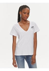 Pinko T-Shirt 102950 A1N8 Biały Relaxed Fit. Kolor: biały. Materiał: bawełna