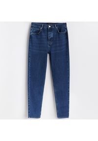 Reserved - Jeansy mom slim - Granatowy. Kolor: niebieski. Materiał: jeans #1