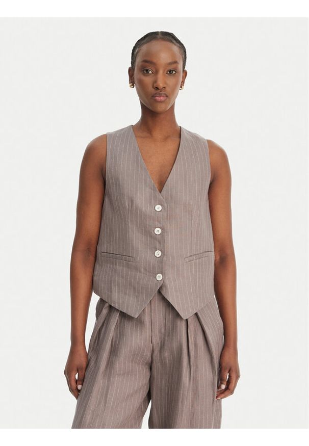 Eleh Kamizelka garniturowa SS260027 Szary Oversize. Kolor: szary. Materiał: len