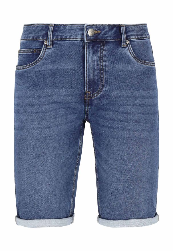 Volcano - Granatowe szorty jeansowe E-MEXT. Kolekcja: plus size. Kolor: niebieski. Materiał: jeans. Długość: krótkie. Styl: klasyczny