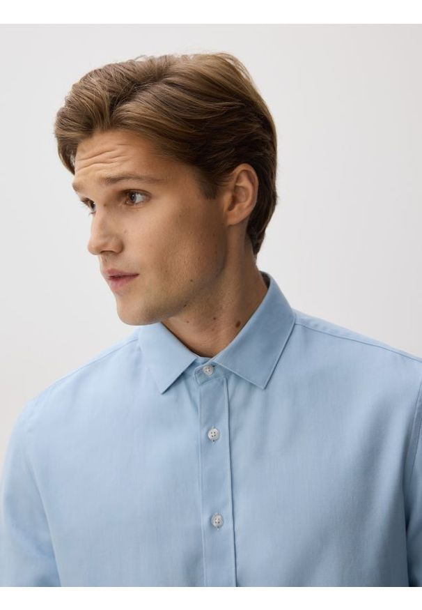 Reserved - Koszula slim z bawełny egipskiej - jasnoniebieski. Kolor: niebieski. Materiał: bawełna