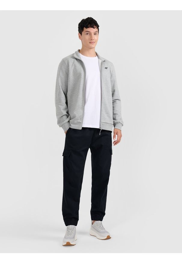 4f - 4F Bluza dresowa rozpinana bez kaptura męska - szara S. Okazja: na co dzień. Typ kołnierza: bez kaptura. Kolor: szary. Materiał: dresówka. Styl: casual
