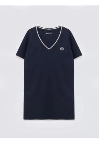 Big-Star - Sukienka damska dzianinowa z niewielkim haftem granatowa Zorkana 403. Okazja: na co dzień. Kolor: niebieski. Materiał: dzianina. Wzór: haft. Sezon: lato. Typ sukienki: sportowe. Styl: casual, klasyczny, sportowy. Długość: mini #3