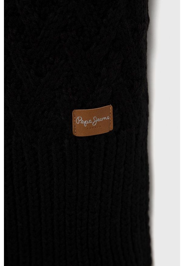 Pepe Jeans - Szalik Alyssa. Kolor: czarny. Materiał: dzianina. Wzór: ze splotem