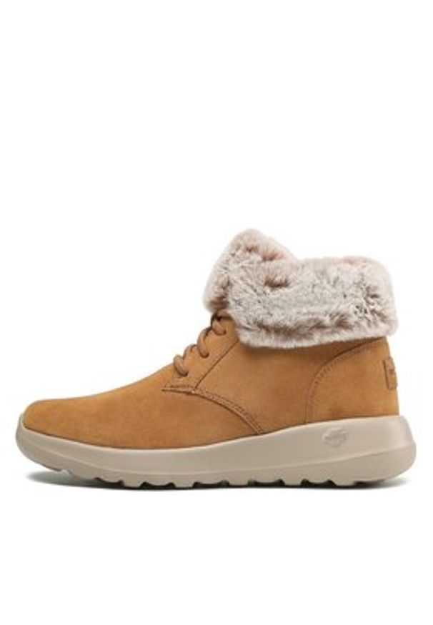 skechers - Skechers Botki Plush Dreams 144042/CSNT Brązowy. Kolor: brązowy. Materiał: zamsz, skóra
