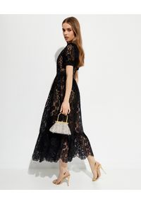 SELF PORTRAIT - Czarna koronkowa sukienka midi. Kolor: czarny. Materiał: koronka. Wzór: ażurowy, koronka. Styl: elegancki. Długość: midi #4