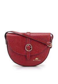Wittchen - Damska listonoszka ze skóry lizard z okrągłą klamerką. Kolor: czerwony. Wzór: aplikacja, haft. Dodatki: z haftem. Materiał: skórzane. Styl: elegancki #1