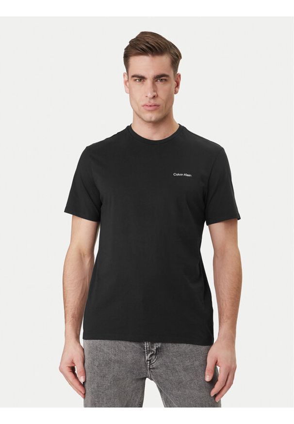 Calvin Klein T-Shirt Micro Logo LV04LC255G Czarny Regular Fit. Kolor: czarny. Materiał: bawełna