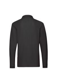 FRUIT OF THE LOOM - Męska Koszulka Polo Premium Z Długim Rękawem. Typ kołnierza: polo. Kolor: czarny. Długość rękawa: długi rękaw. Długość: długie
