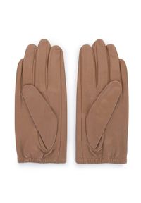 Wittchen - Damskie rękawiczki z gładkiej skóry. Kolor: brązowy. Materiał: skóra. Wzór: gładki. Styl: elegancki
