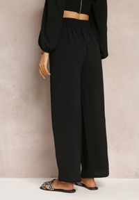 Renee - Czarne Spodnie z Szerokimi Nogawkami i Doszytym Paskiem w Talii Atita. Kolor: czarny #3