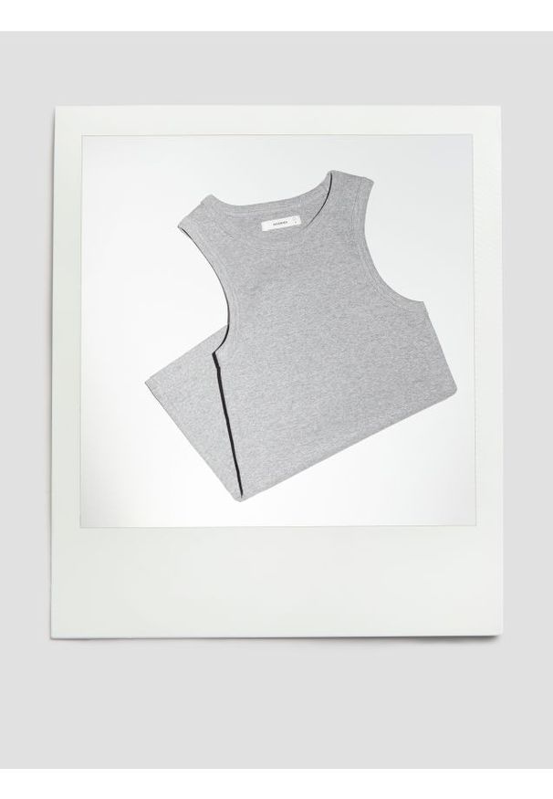 Reserved - Bawełniany top - jasnoszary. Kolor: szary. Materiał: bawełna