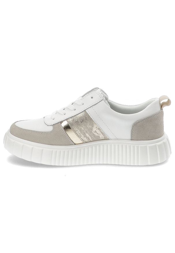 Białe Sneakersy Filippo Modne Obuwie Damskie. Okazja: na co dzień. Zapięcie: zamek. Kolor: biały. Materiał: materiał