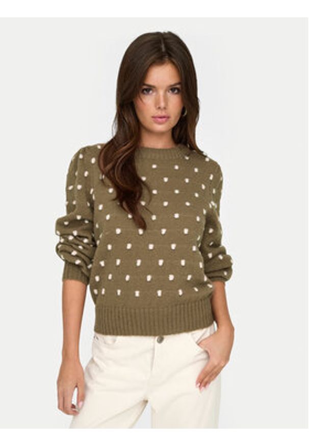 JDY Sweter 15304813 Brązowy Regular Fit. Kolor: brązowy. Materiał: syntetyk