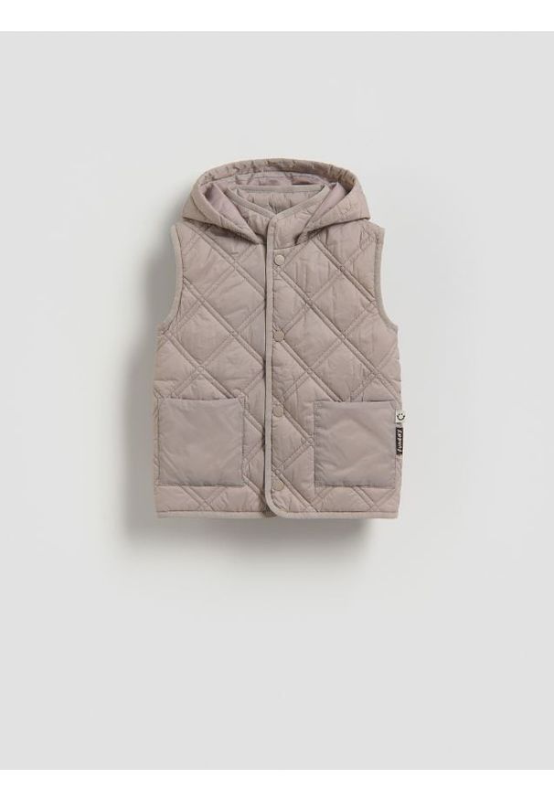 Reserved - Kamizelka z kapturem - brązowy. Kolor: brązowy. Materiał: tkanina