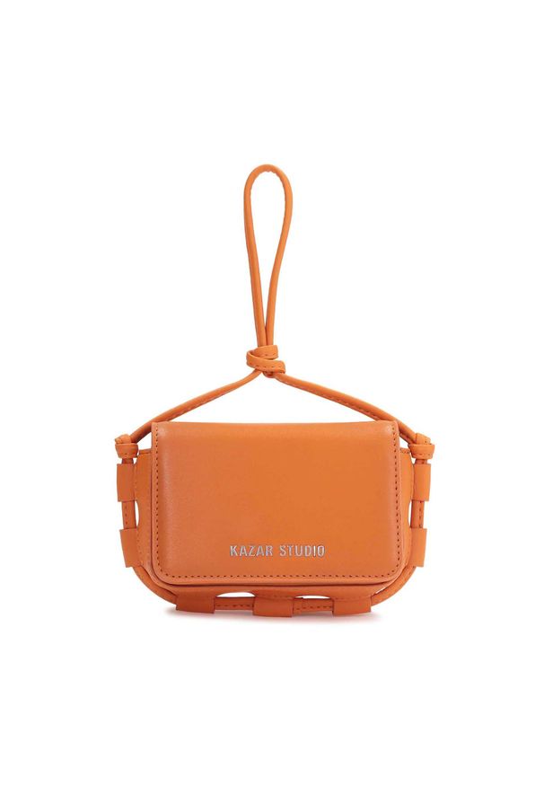 Kazar - Pomarańczowa torebka damska. Kolor: pomarańczowy. Wzór: gładki, aplikacja. Materiał: skórzane. Rozmiar: małe. Styl: casual, klasyczny