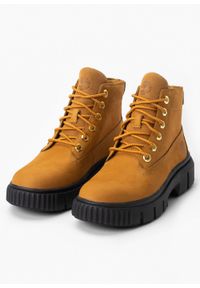 Buty trekkingowe damskie Timberland Greyfield Leather Boot. Okazja: do pracy, na co dzień, na spacer. Kolor: żółty. Styl: casual