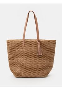 Sinsay - Pleciona torebka shopper - kremowy. Kolor: kremowy