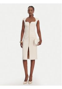Elisabetta Franchi Sukienka koktajlowa AB-900-61E2-V430 Écru Regular Fit. Materiał: syntetyk. Styl: wizytowy #4